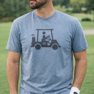 TravisMathew Men’s XL Blue Golf Cart Graphic T-Shirt Pima Cotton Tee